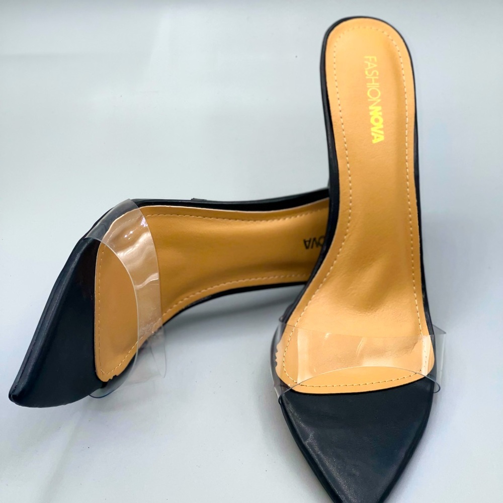 Black Clear Strip Heels